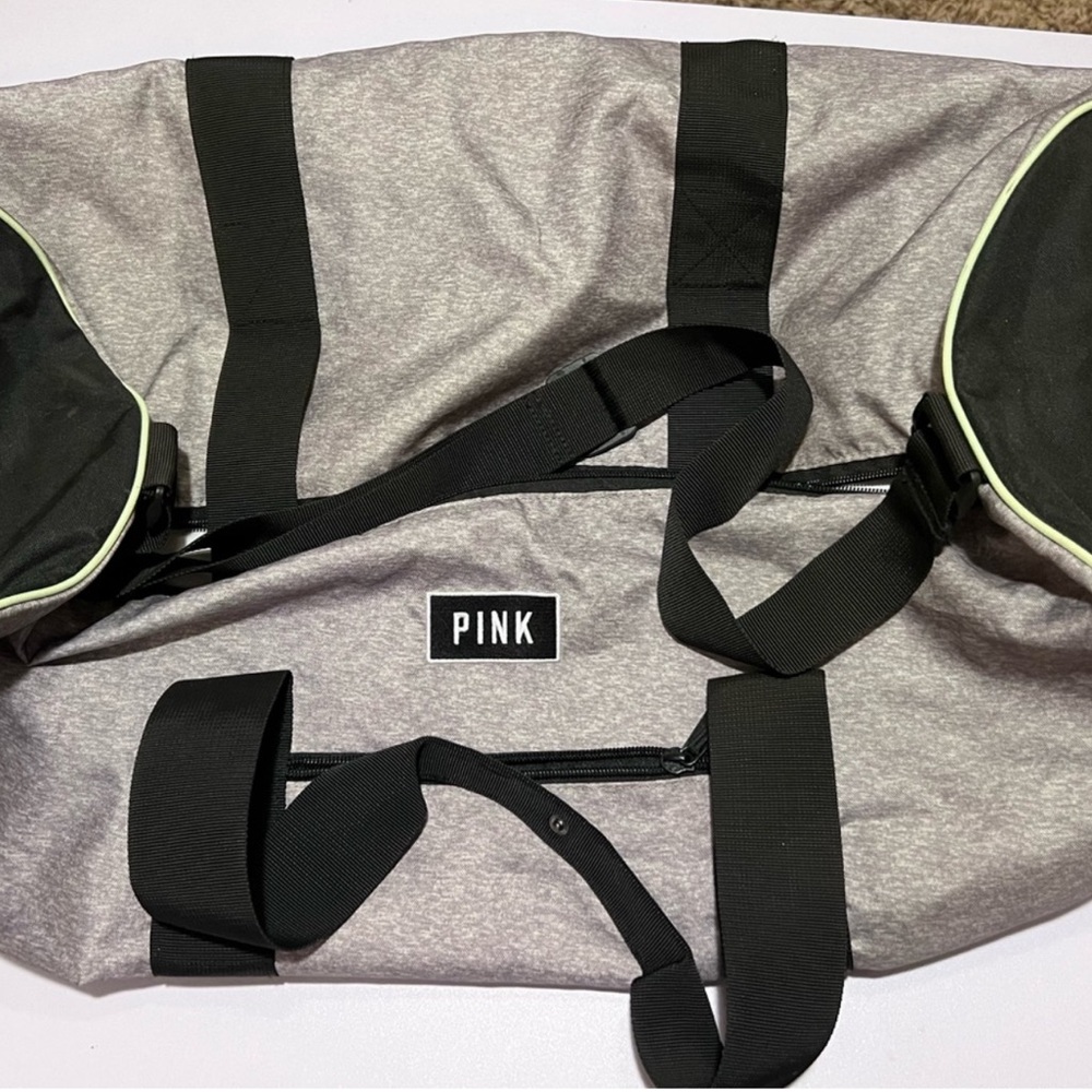 victoria secret pink grey duffel bag